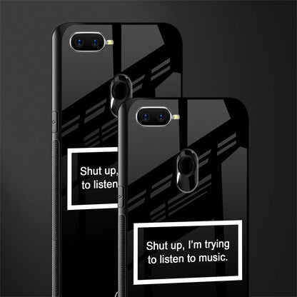 shut up and listen to music black glass case for oppo a7 image-2