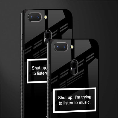 shut up and listen to music black glass case for oppo a5 image-2