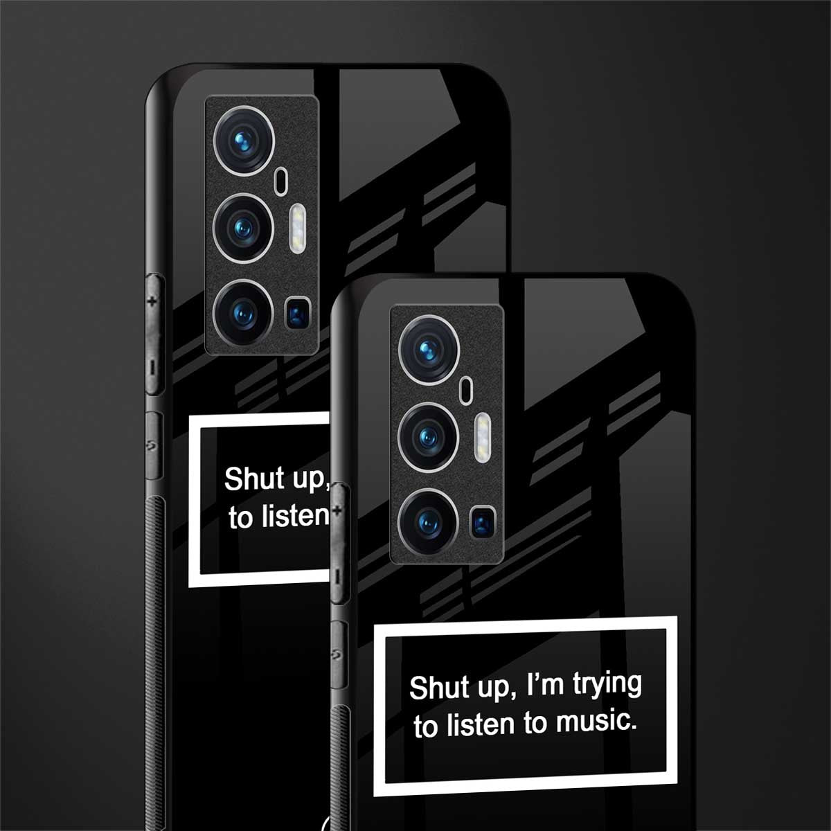 shut up and listen to music black glass case for vivo x70 pro plus image-2