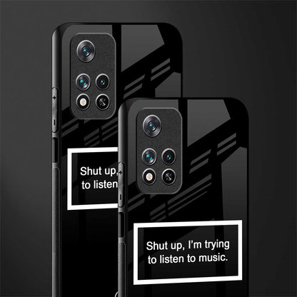 shut up and listen to music black glass case for poco m4 pro 5g image-2