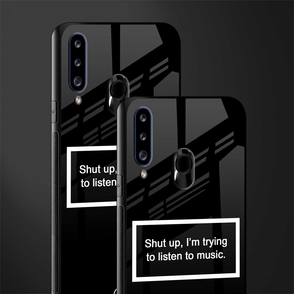 shut up and listen to music black glass case for samsung galaxy a20s image-2
