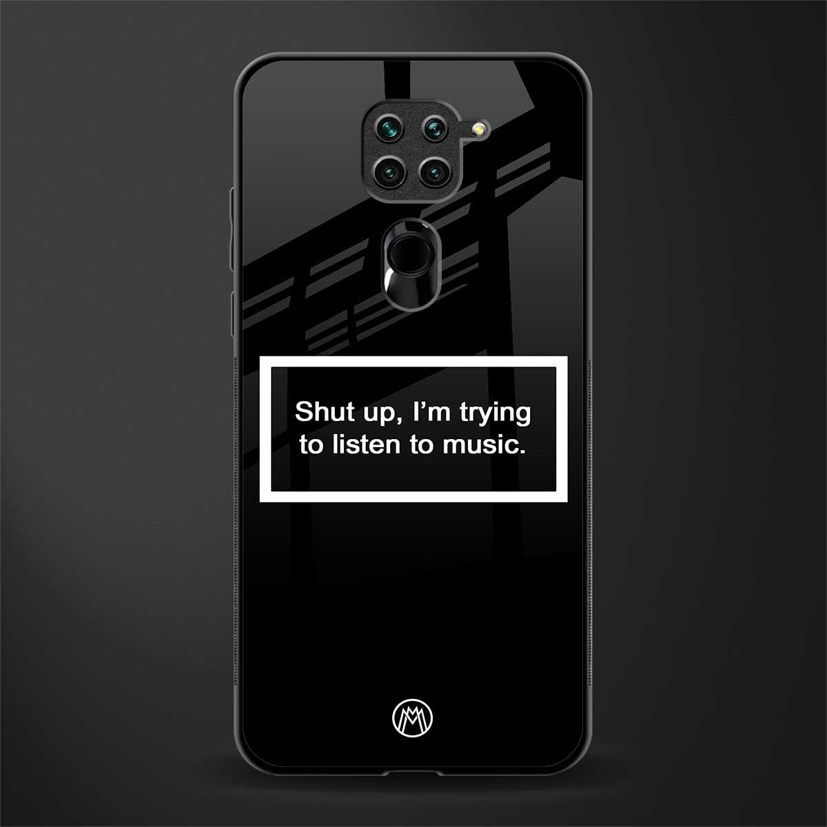 shut up and listen to music black glass case for redmi note 9 image