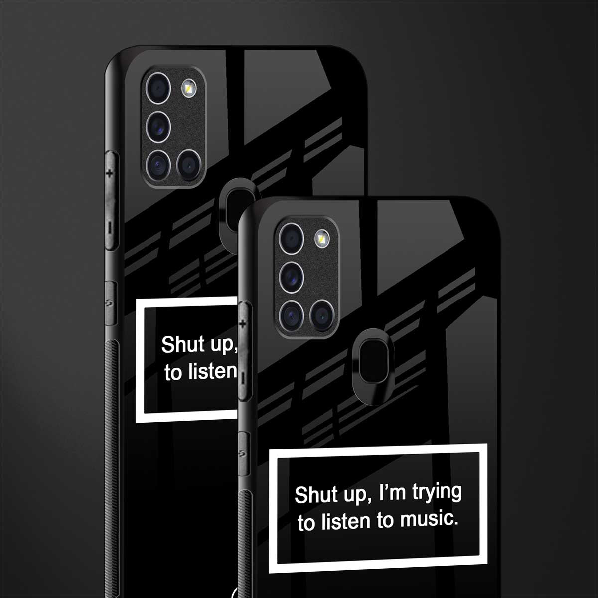 shut up and listen to music black glass case for samsung galaxy a21s image-2