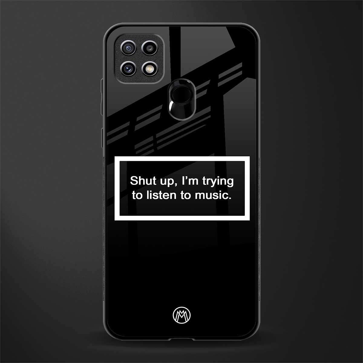 shut up and listen to music black glass case for oppo a15 image