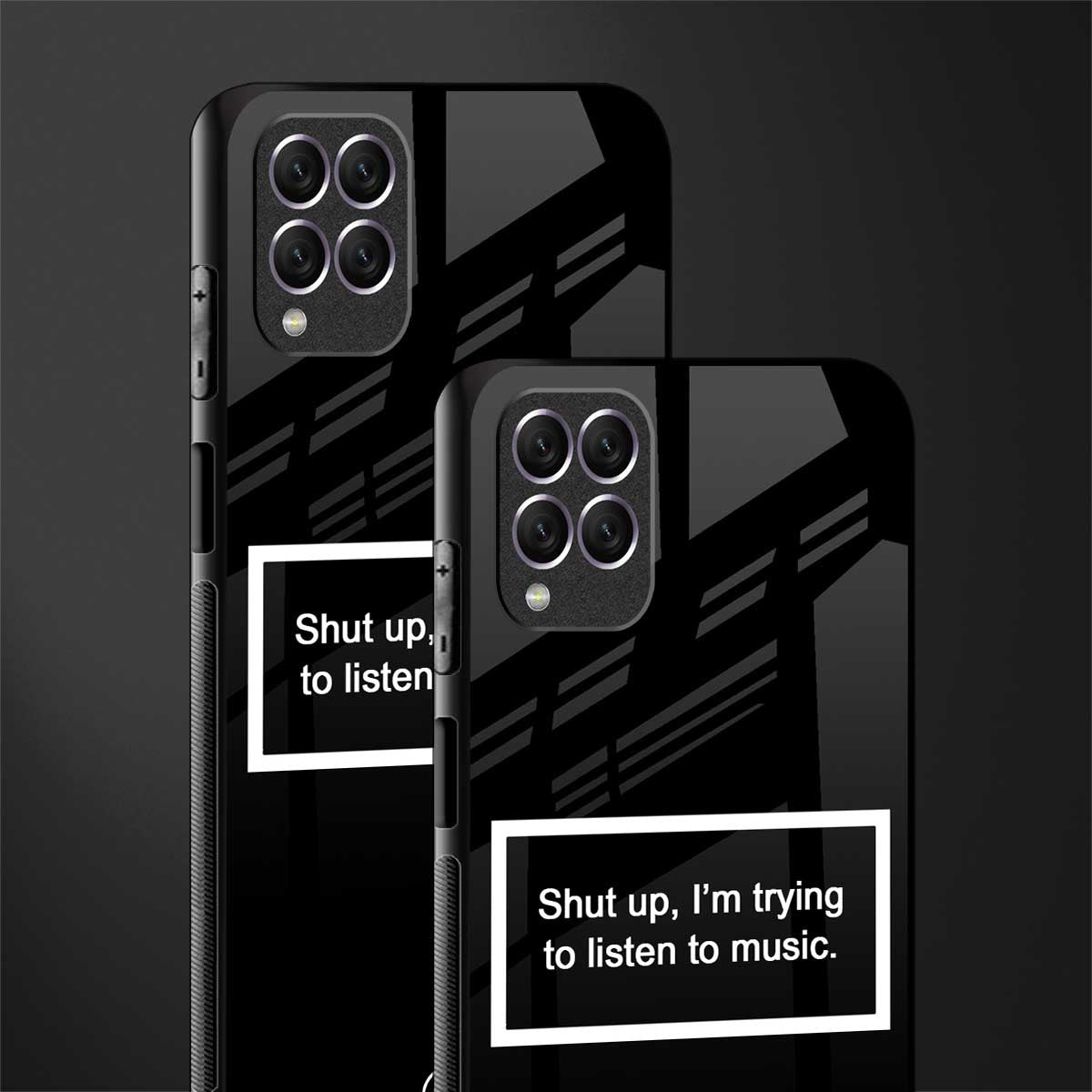 shut up and listen to music black glass case for samsung galaxy f62 image-2