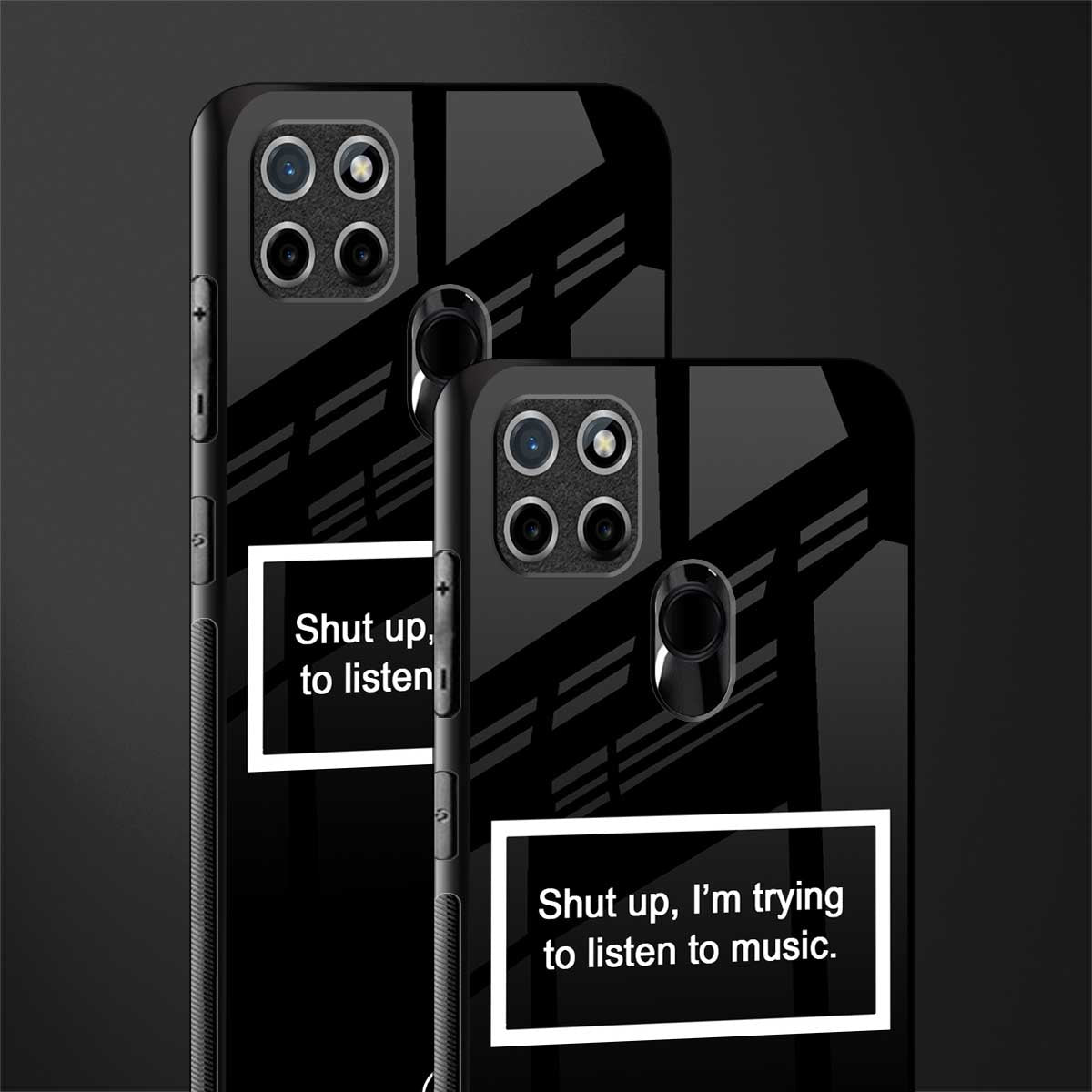 shut up and listen to music black glass case for realme c21 image-2