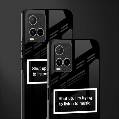 shut up and listen to music black glass case for vivo y21a image-2