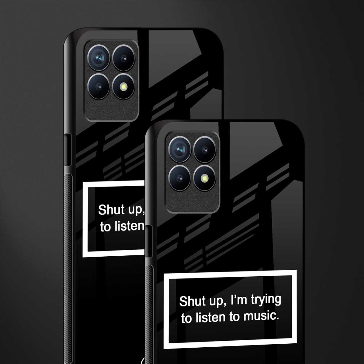 shut up and listen to music black glass case for realme 8i image-2