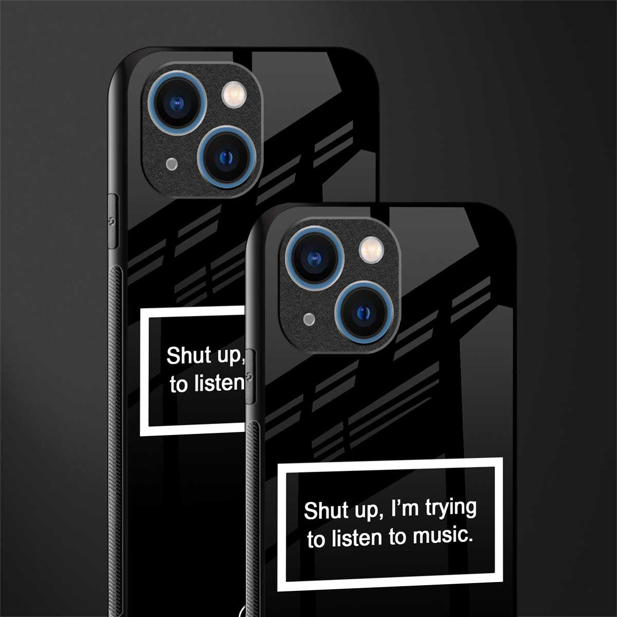 shut up and listen to music black glass case for iphone 13 mini image-2