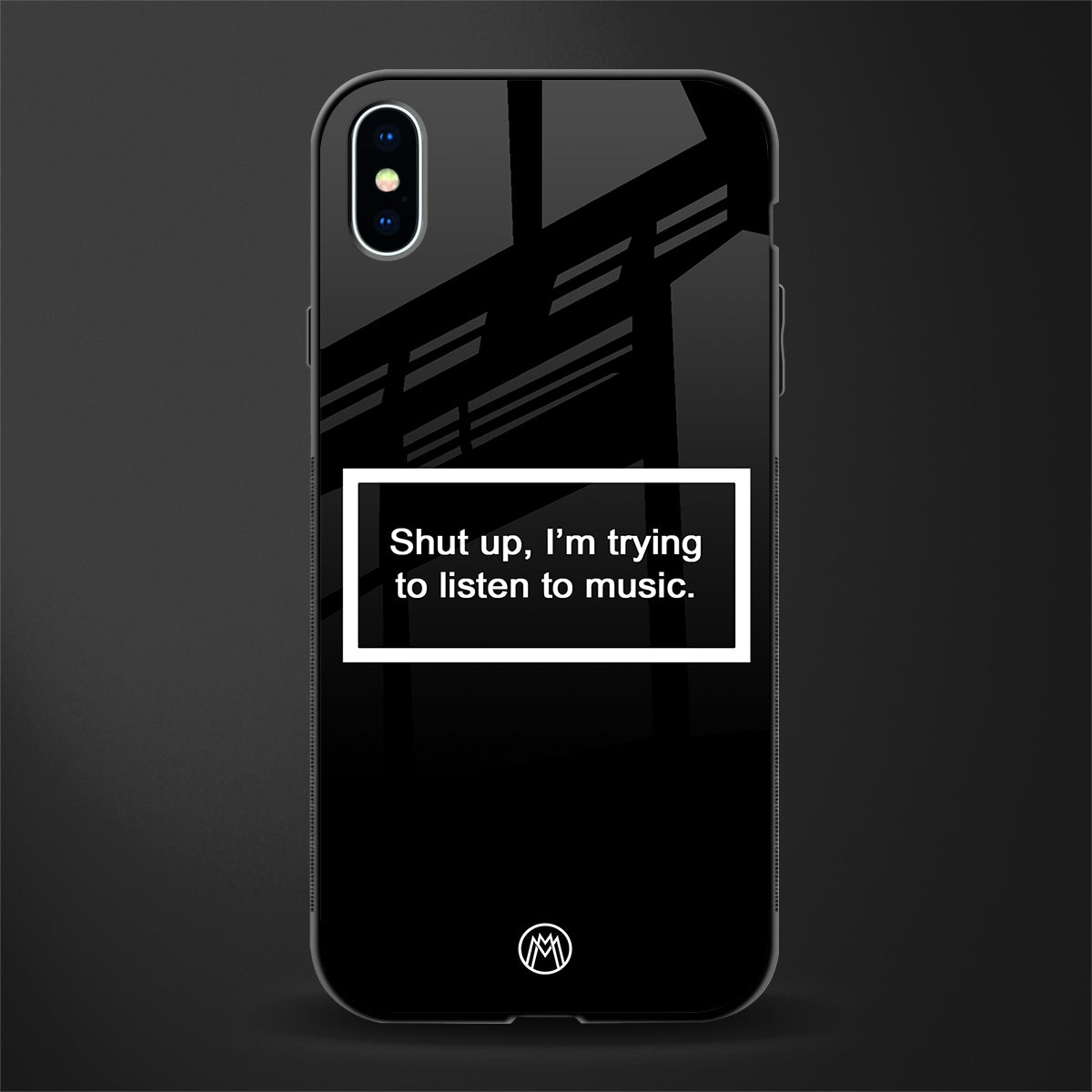 shut up and listen to music black glass case for iphone xs max image