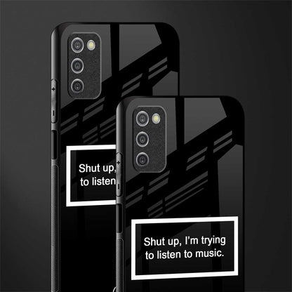 shut up and listen to music black glass case for samsung galaxy a03s image-2
