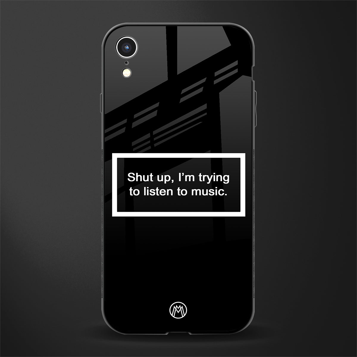 shut up and listen to music black glass case for iphone xr image