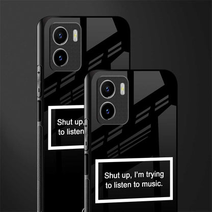 shut up and listen to music black glass case for vivo y15s image-2