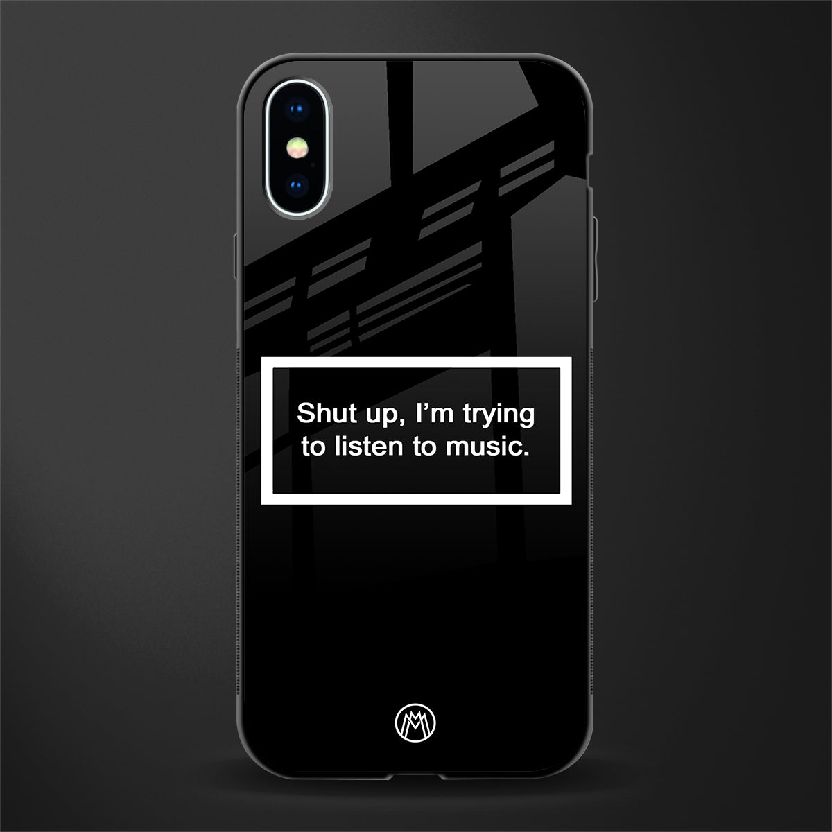 shut up and listen to music black glass case for iphone xs image