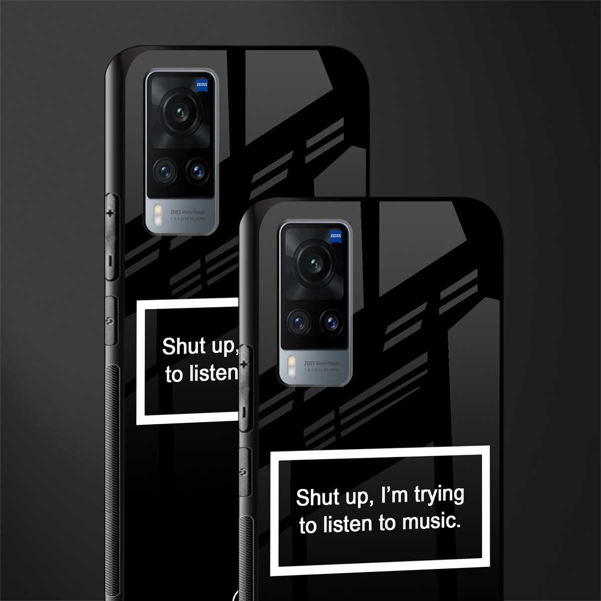 shut up and listen to music black glass case for vivo x60 image-2
