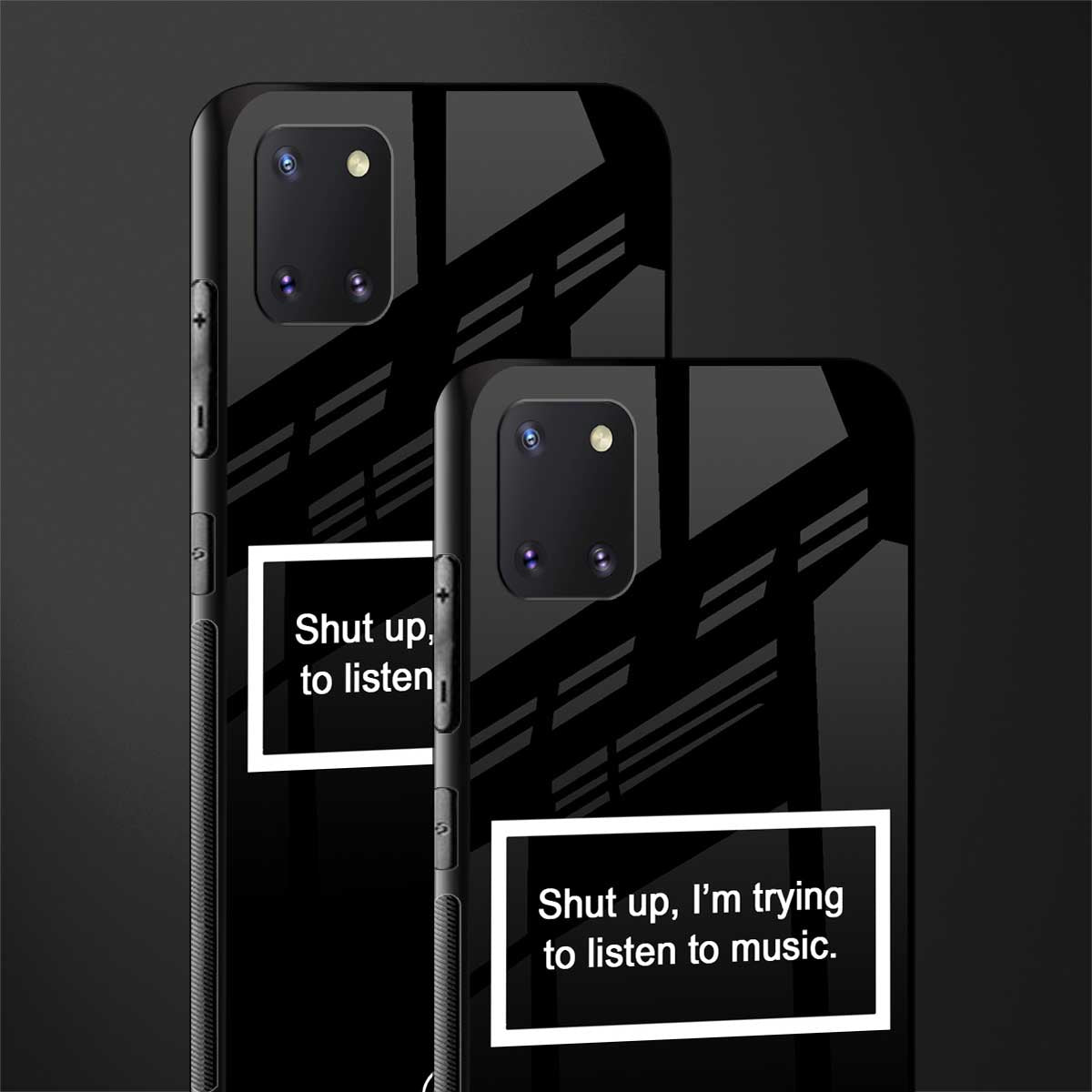 shut up and listen to music black glass case for samsung a81 image-2