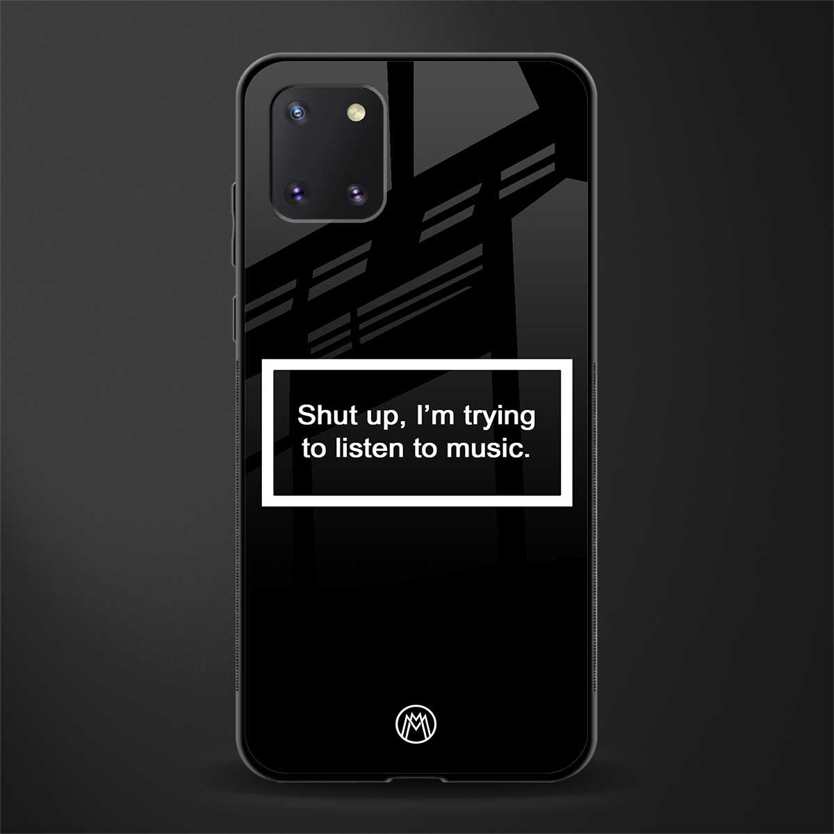 shut up and listen to music black glass case for samsung galaxy note 10 lite image