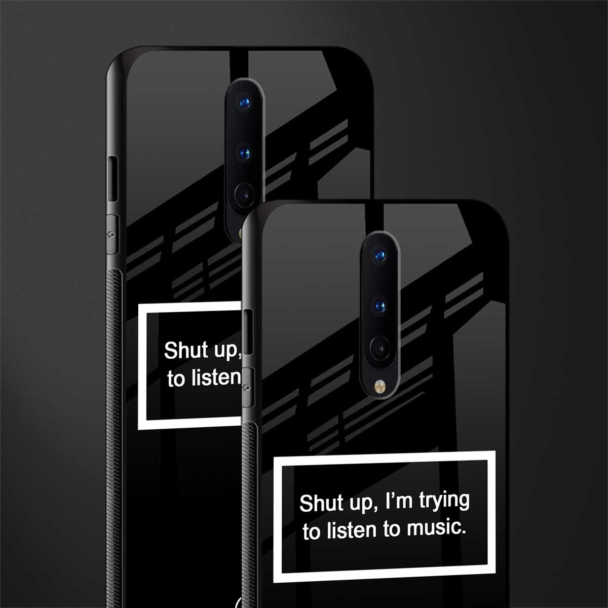 shut up and listen to music black glass case for oneplus 8 image-2