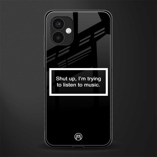 shut up and listen to music black back phone cover | glass case for samsung galaxy a04