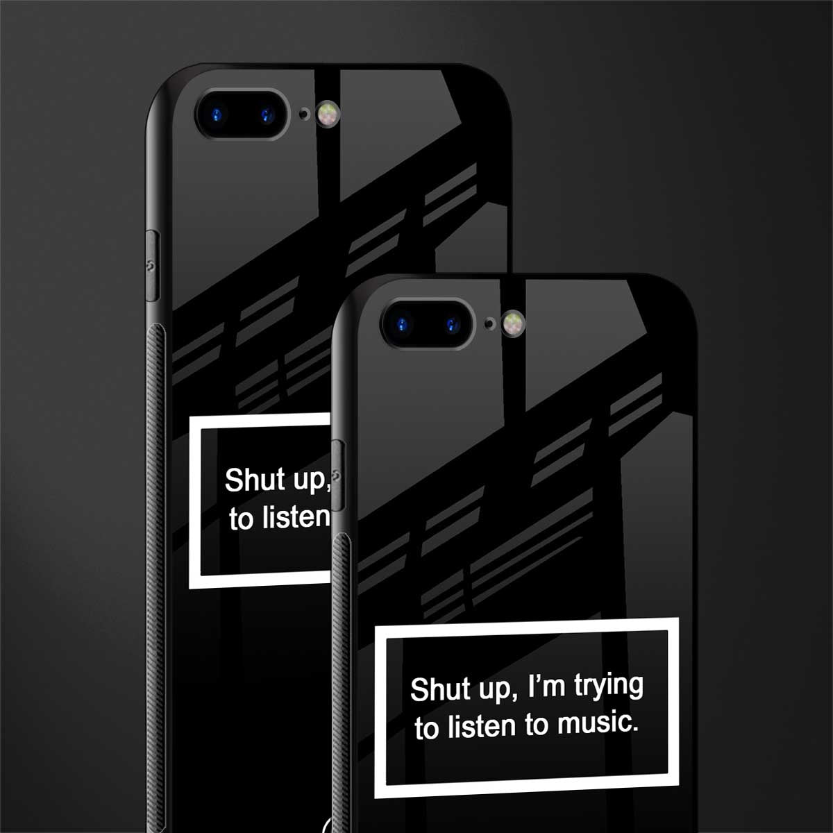 shut up and listen to music black glass case for iphone 7 plus image-2