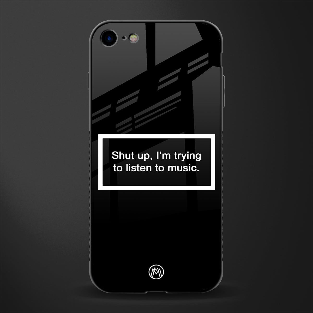 shut up and listen to music black glass case for iphone se 2020 image