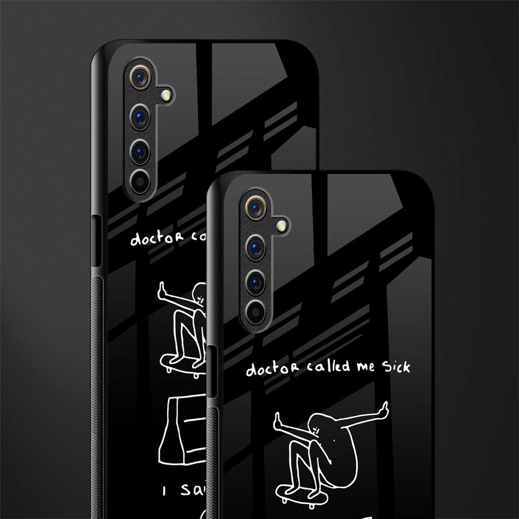 sick skateboarder black doodle glass case for realme 6i image-2
