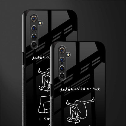 sick skateboarder black doodle glass case for realme 6i image-2
