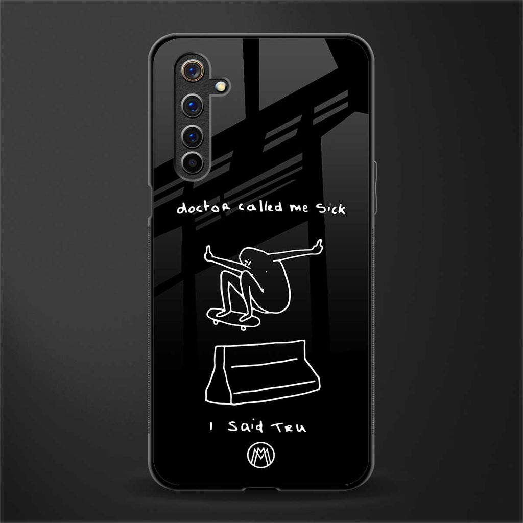 sick skateboarder black doodle glass case for realme 6i image