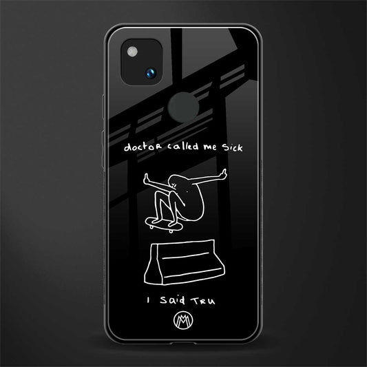sick skateboarder black doodle back phone cover | glass case for google pixel 4a 4g