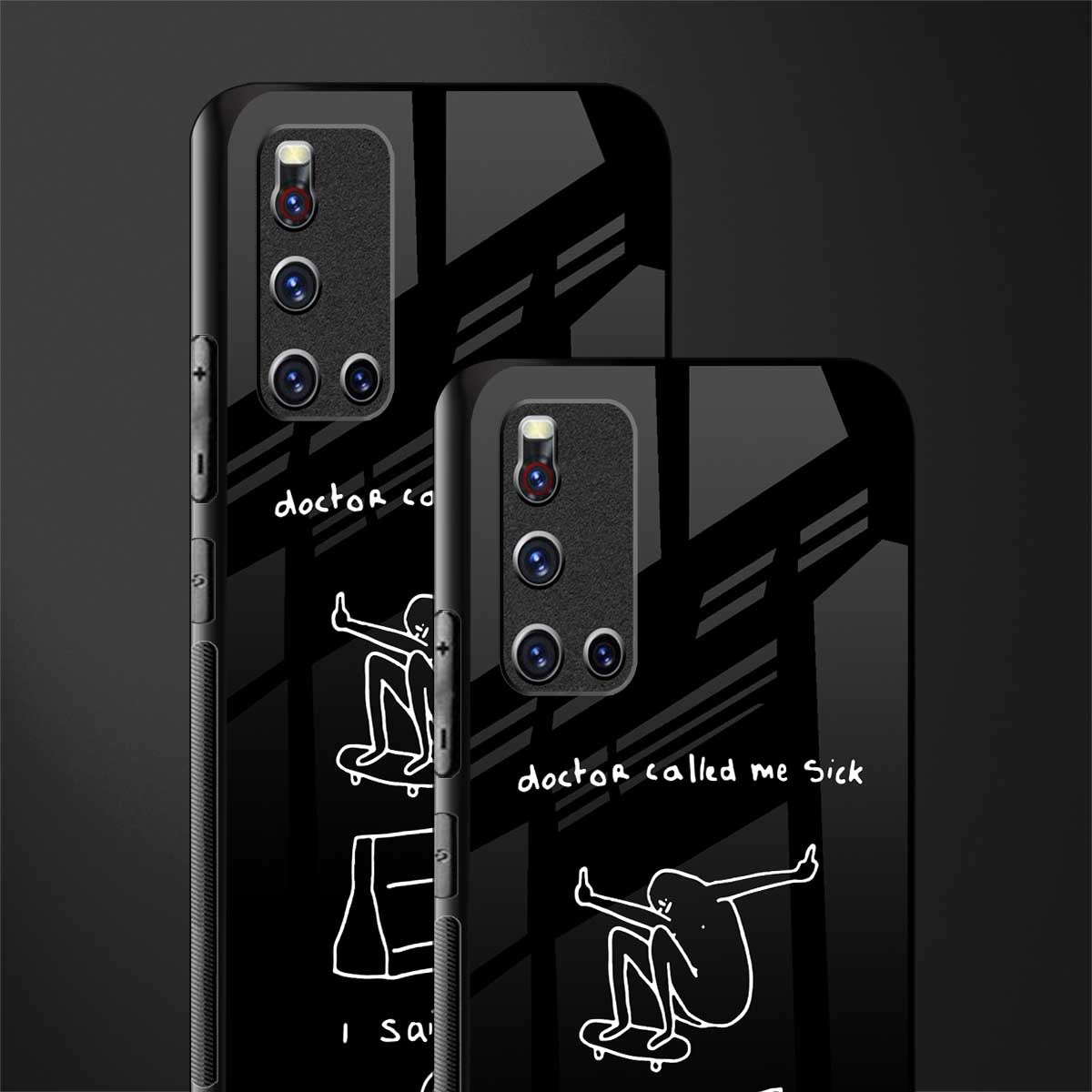 sick skateboarder black doodle glass case for vivo v19 image-2