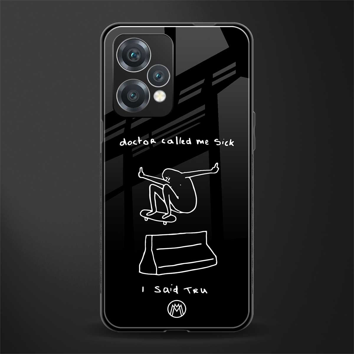 sick skateboarder black doodle back phone cover | glass case for realme 9 pro 5g
