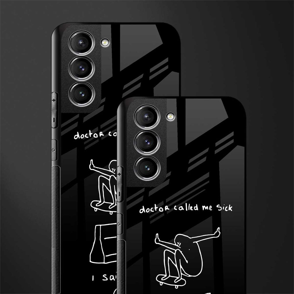 sick skateboarder black doodle glass case for samsung galaxy s21 image-2