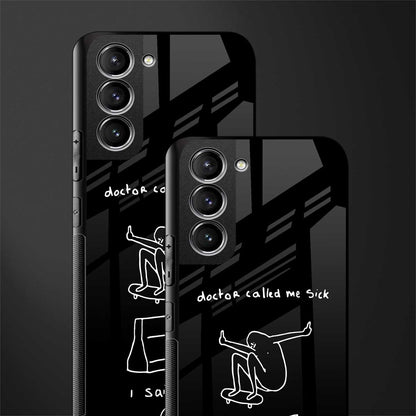 sick skateboarder black doodle glass case for samsung galaxy s21 image-2