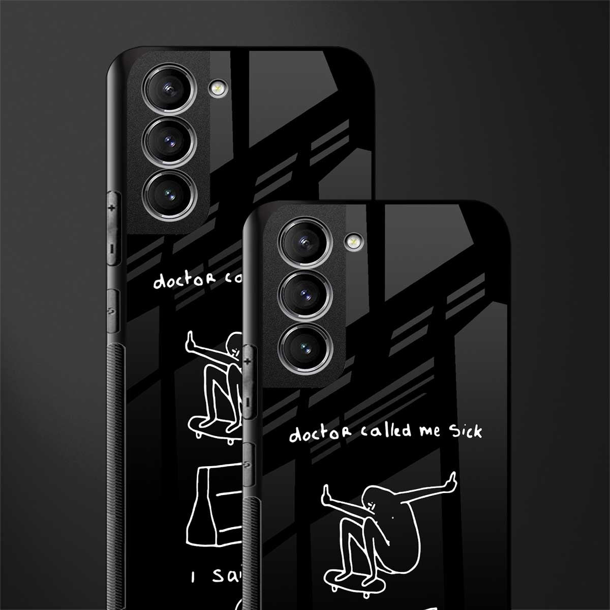 sick skateboarder black doodle glass case for samsung galaxy s21 plus image-2