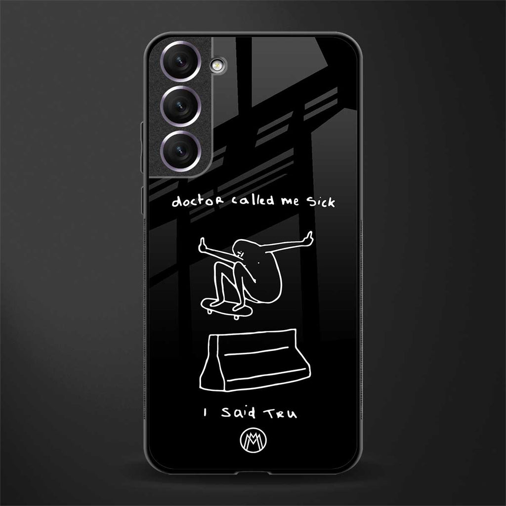sick skateboarder black doodle glass case for samsung galaxy s21 image