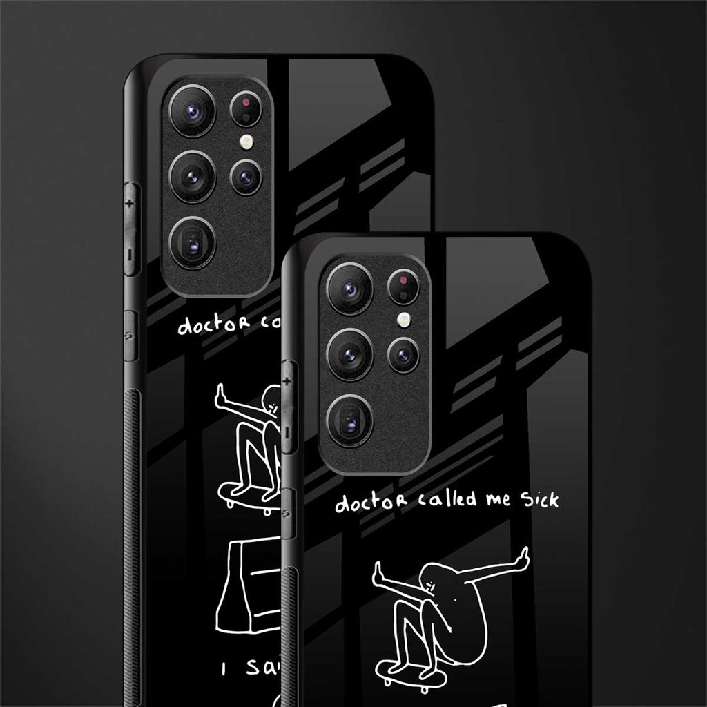 sick skateboarder black doodle glass case for samsung galaxy s21 ultra image-2