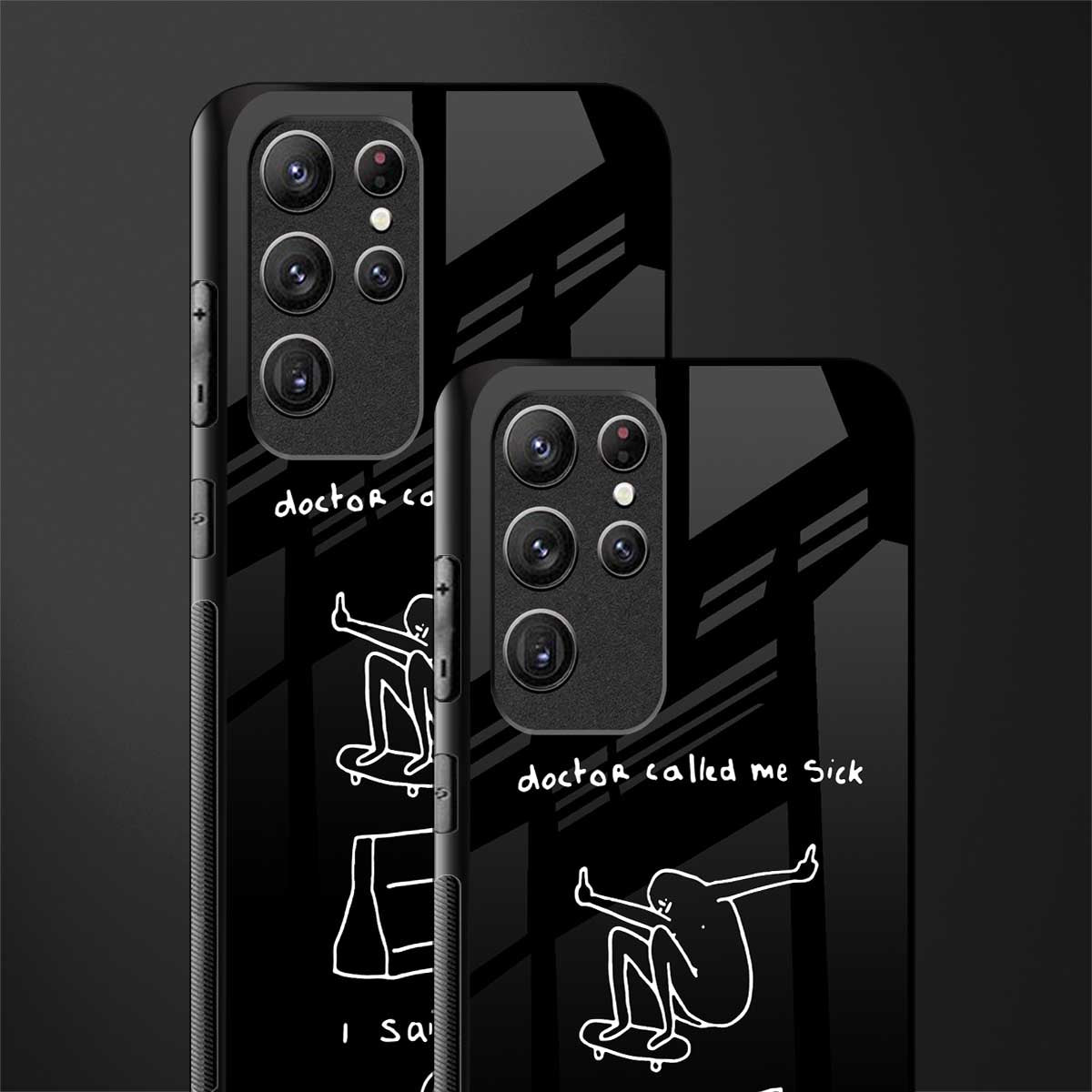 sick skateboarder black doodle glass case for samsung galaxy s21 ultra image-2