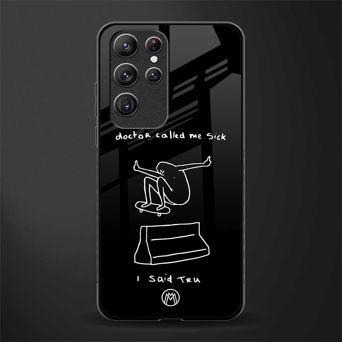 sick skateboarder black doodle glass case for samsung galaxy s21 ultra image