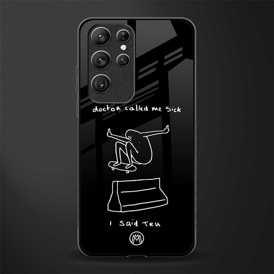sick skateboarder black doodle glass case for samsung galaxy s21 ultra image