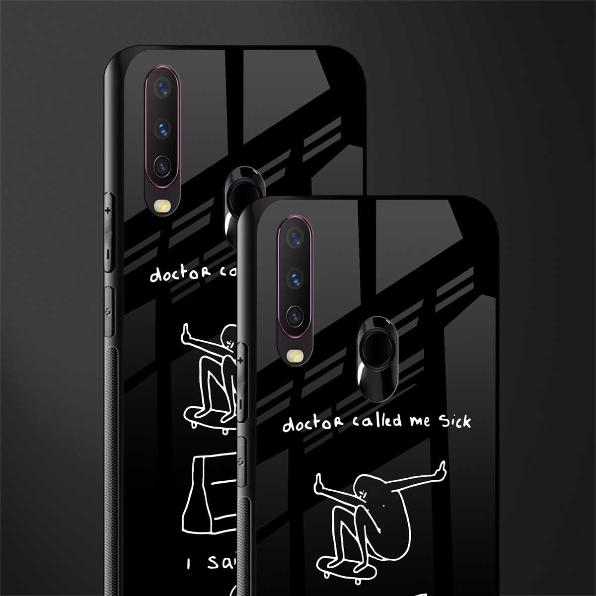sick skateboarder black doodle glass case for vivo y12 image-2