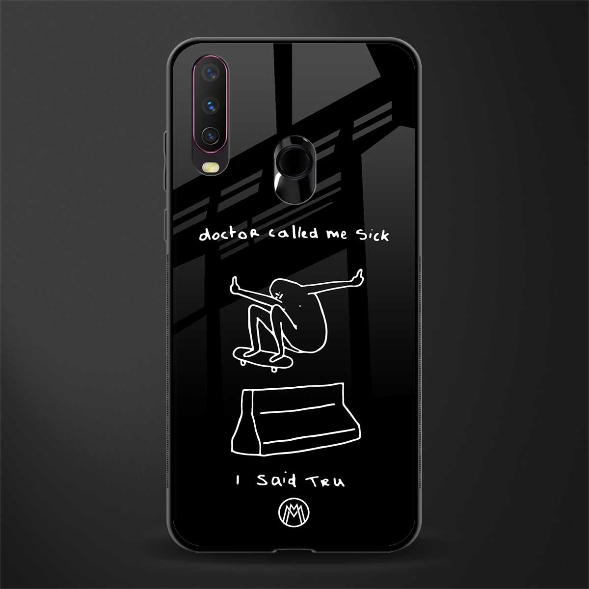 sick skateboarder black doodle glass case for vivo y15 image