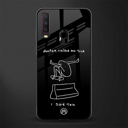 sick skateboarder black doodle glass case for vivo y15 image