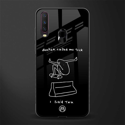 sick skateboarder black doodle glass case for vivo y15 image