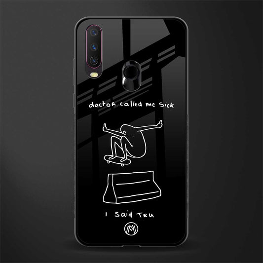 sick skateboarder black doodle glass case for vivo y12 image