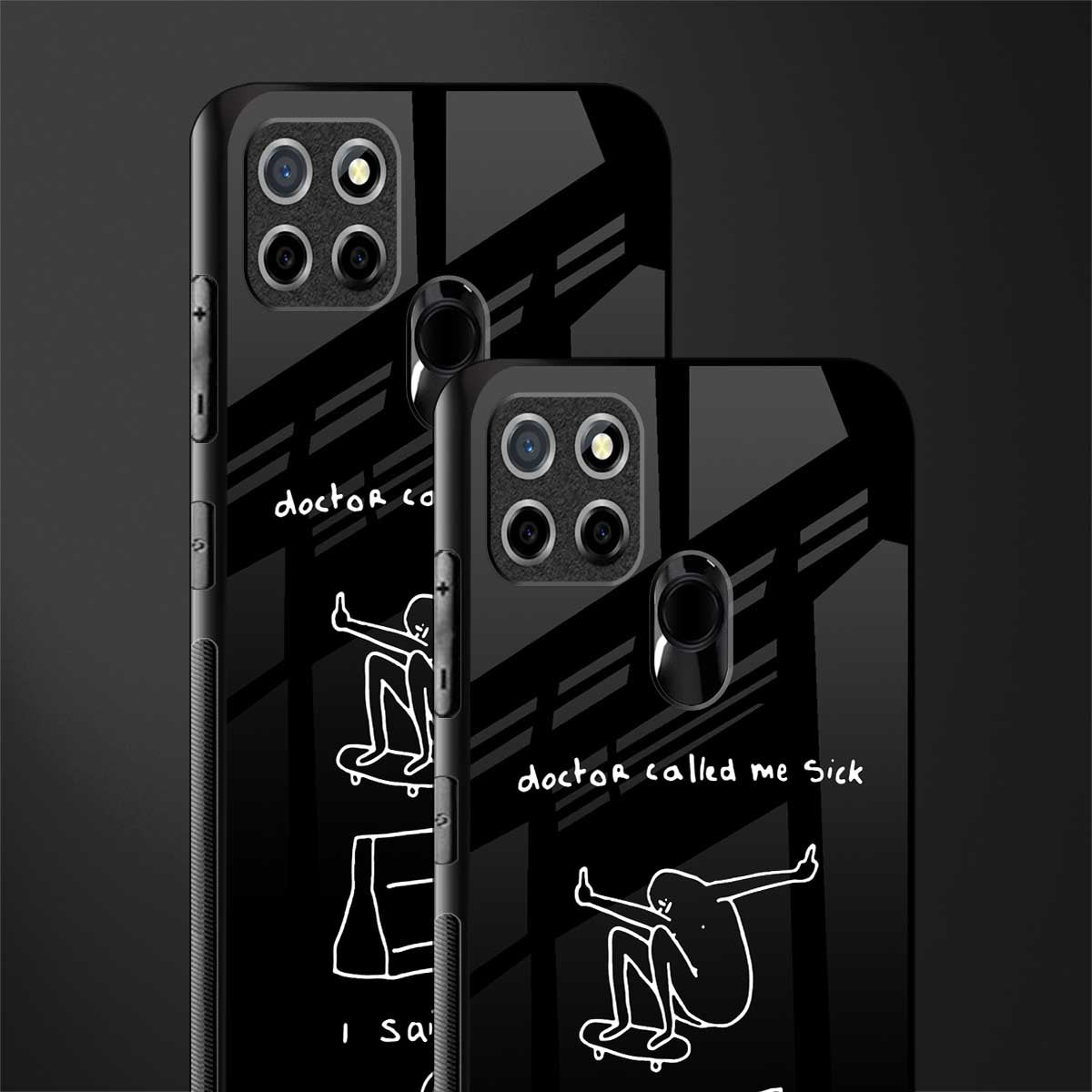 sick skateboarder black doodle glass case for realme c25 realme c25s image-2