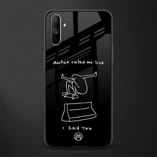 sick skateboarder black doodle glass case for realme c3 image