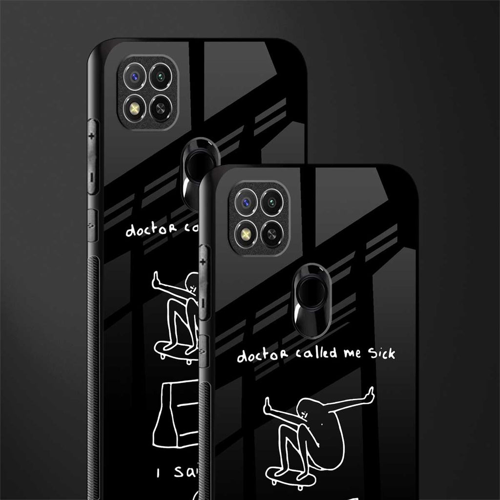 sick skateboarder black doodle glass case for redmi 9c image-2