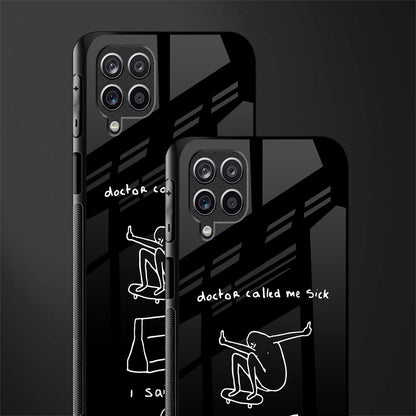 sick skateboarder black doodle glass case for samsung galaxy m12 image-2