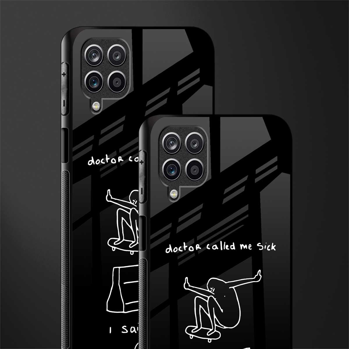 sick skateboarder black doodle glass case for samsung galaxy f12 image-2