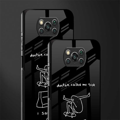 sick skateboarder black doodle glass case for poco x3 image-2